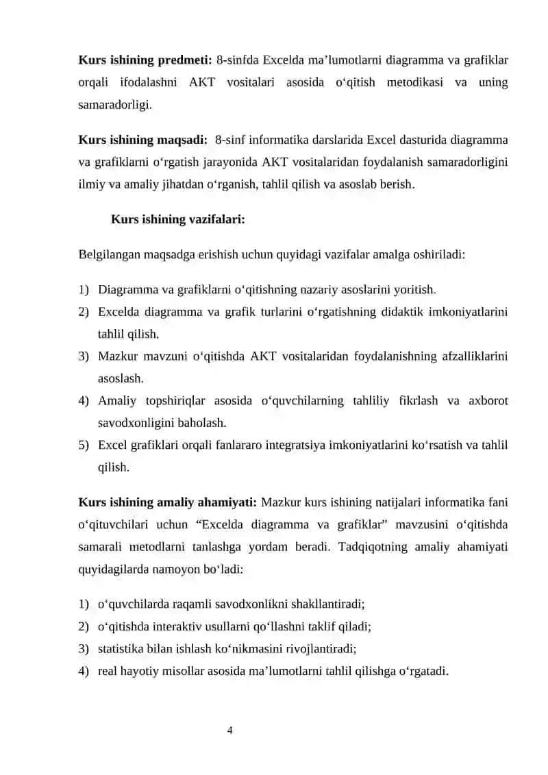 8-sinfda Excelda diagrammalar va grafiklar mavzusida AKTni qo‘llash samaradorligi 4
