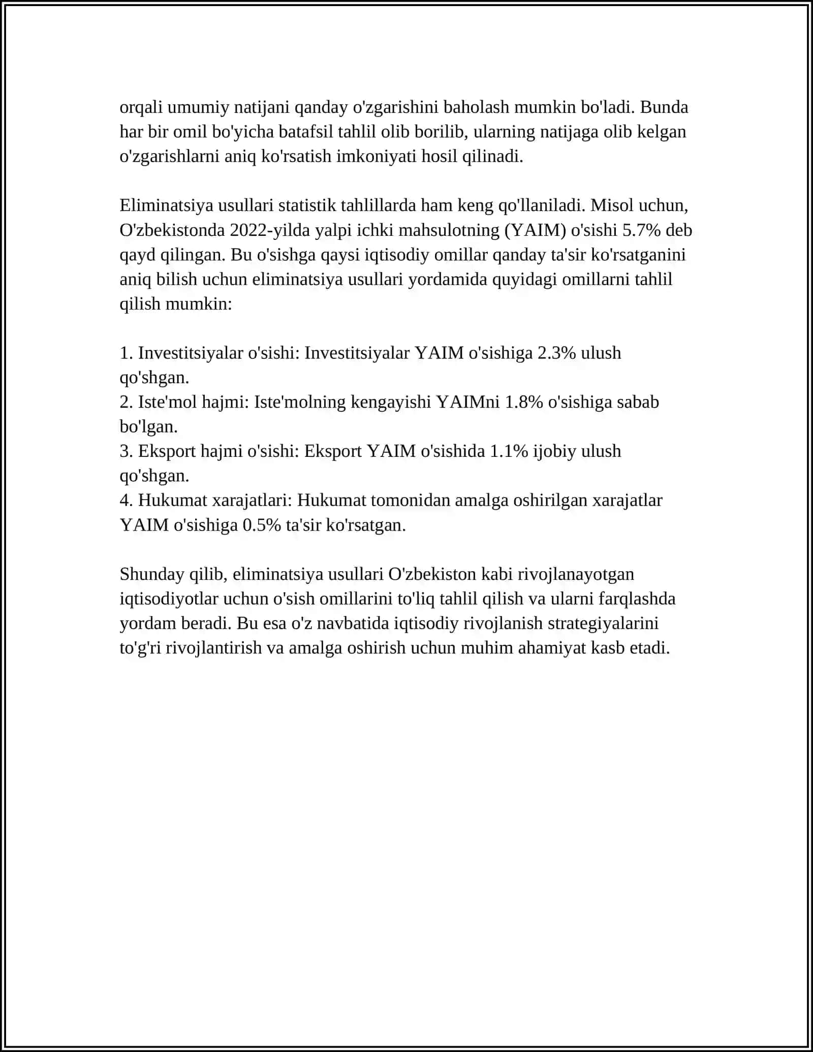 IQTISODIY TAHLILDA FOYDALANILADIGAN ELIMINATSIYA USULLARI 4