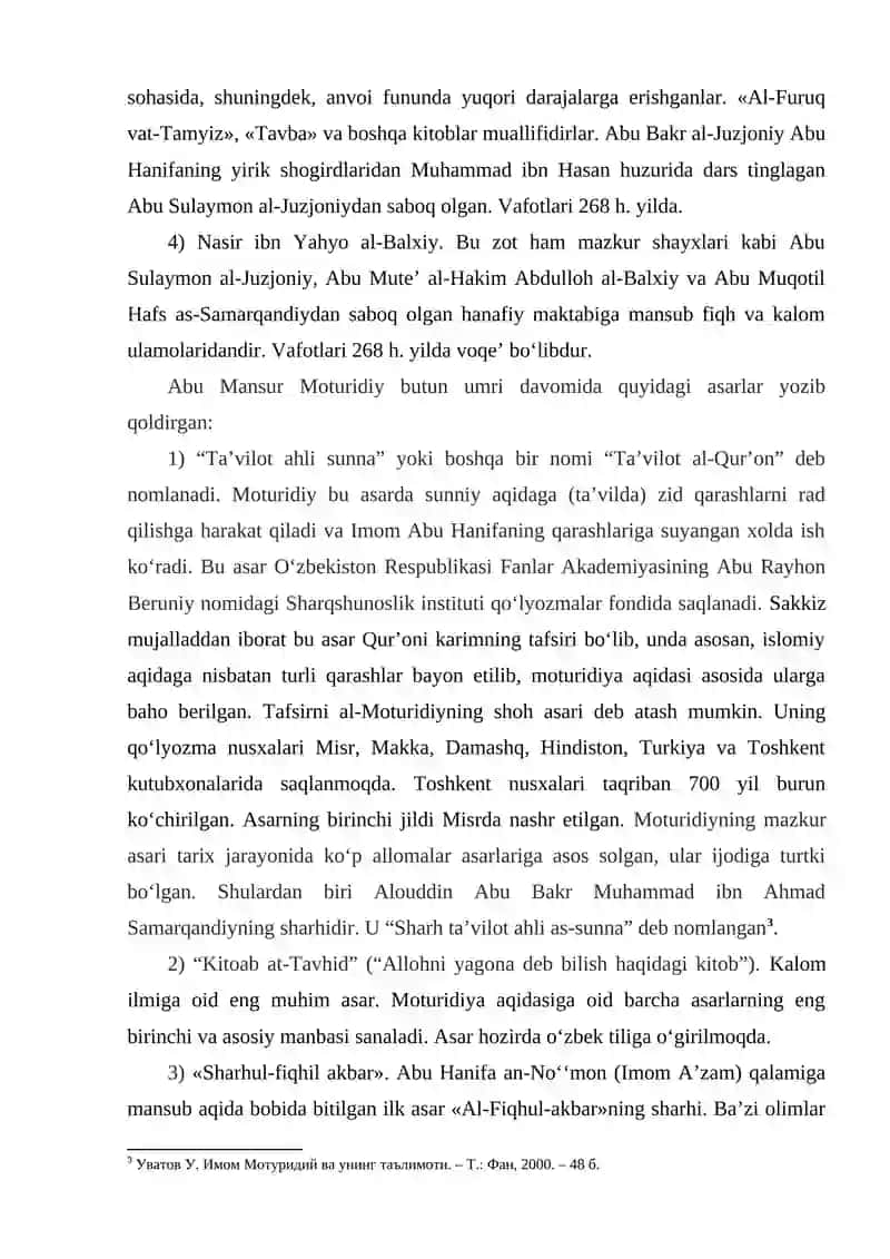 MANSUR AL-MOTURIDIY ASARLARI 4