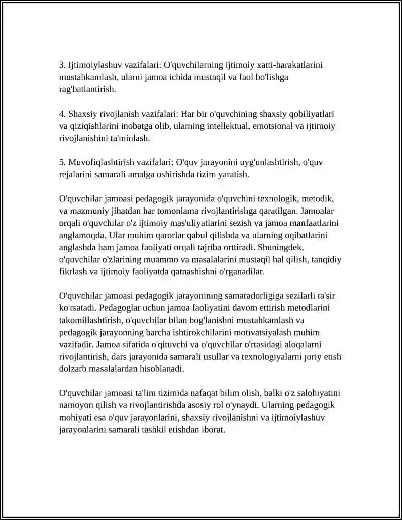 UQUVCHILAR JAMOASI - YAXLIT PEDAGOGIK JARAYONINING ASOSIY SHAKLI 4