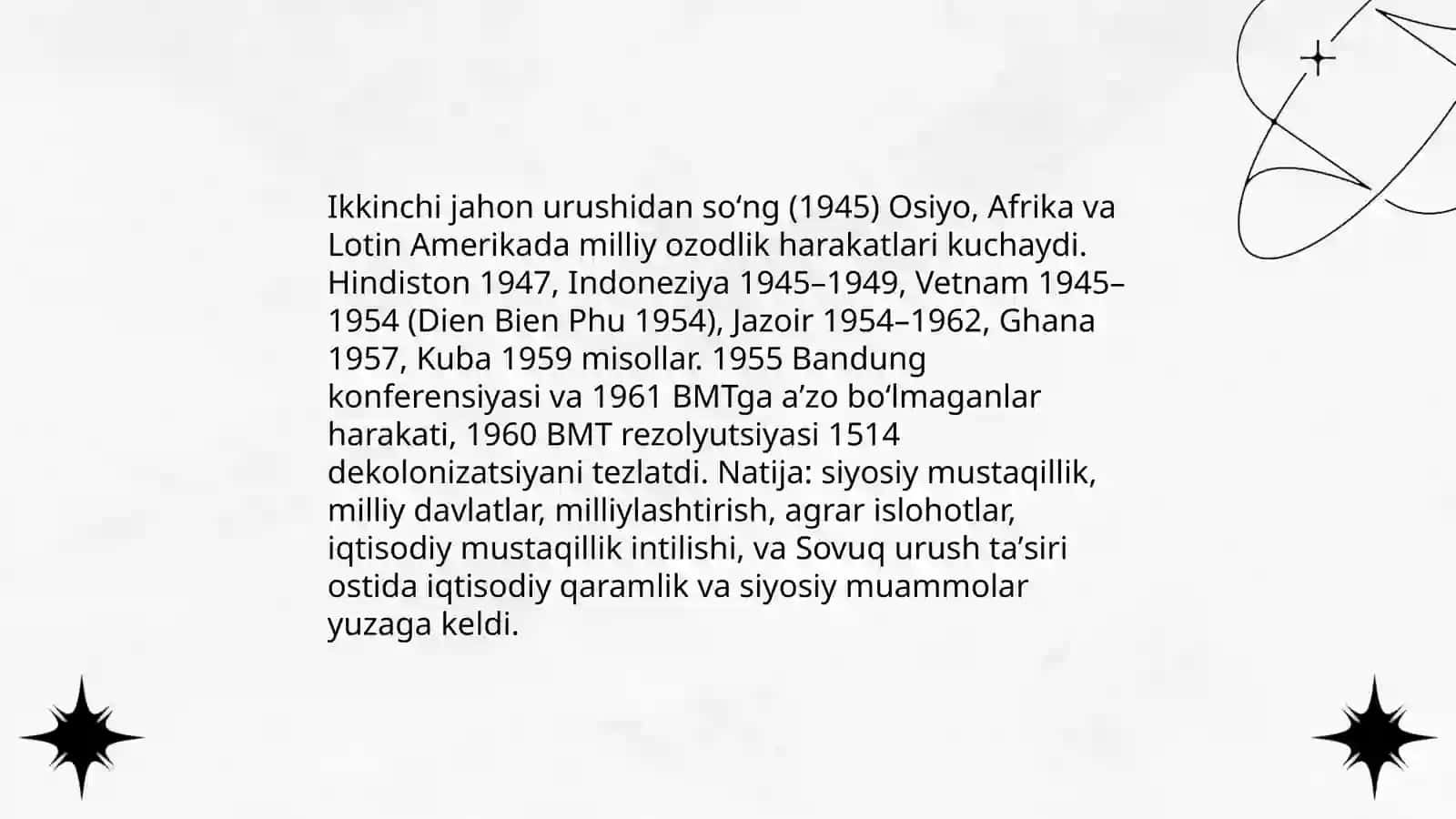 Osiyo, Afrika va Lotin Amerikasi mamlakatlarida siyosiy ijtimoiy - iqtisodiy rivojlanishning asosiy bosqichlari 4