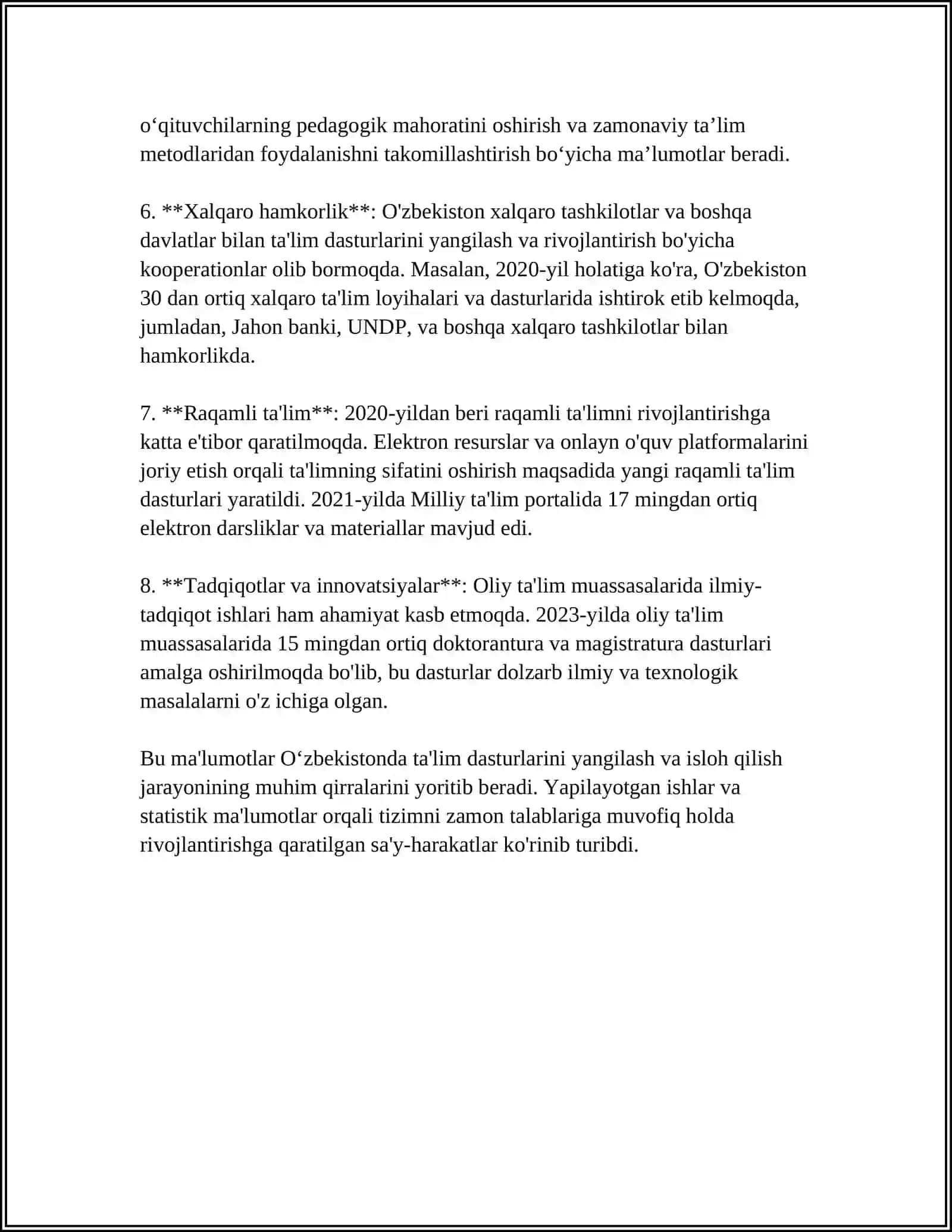ÓZBEKISTONDA TA’LIM ISLOHOTLARI 4