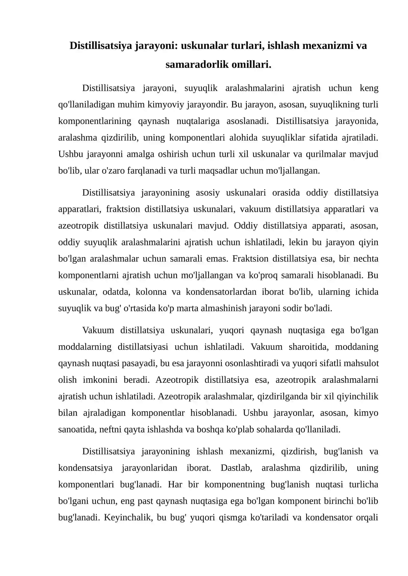 Fraksiya uskunalari  Distillisatsiya va reftikatsiya qurilmalari 4