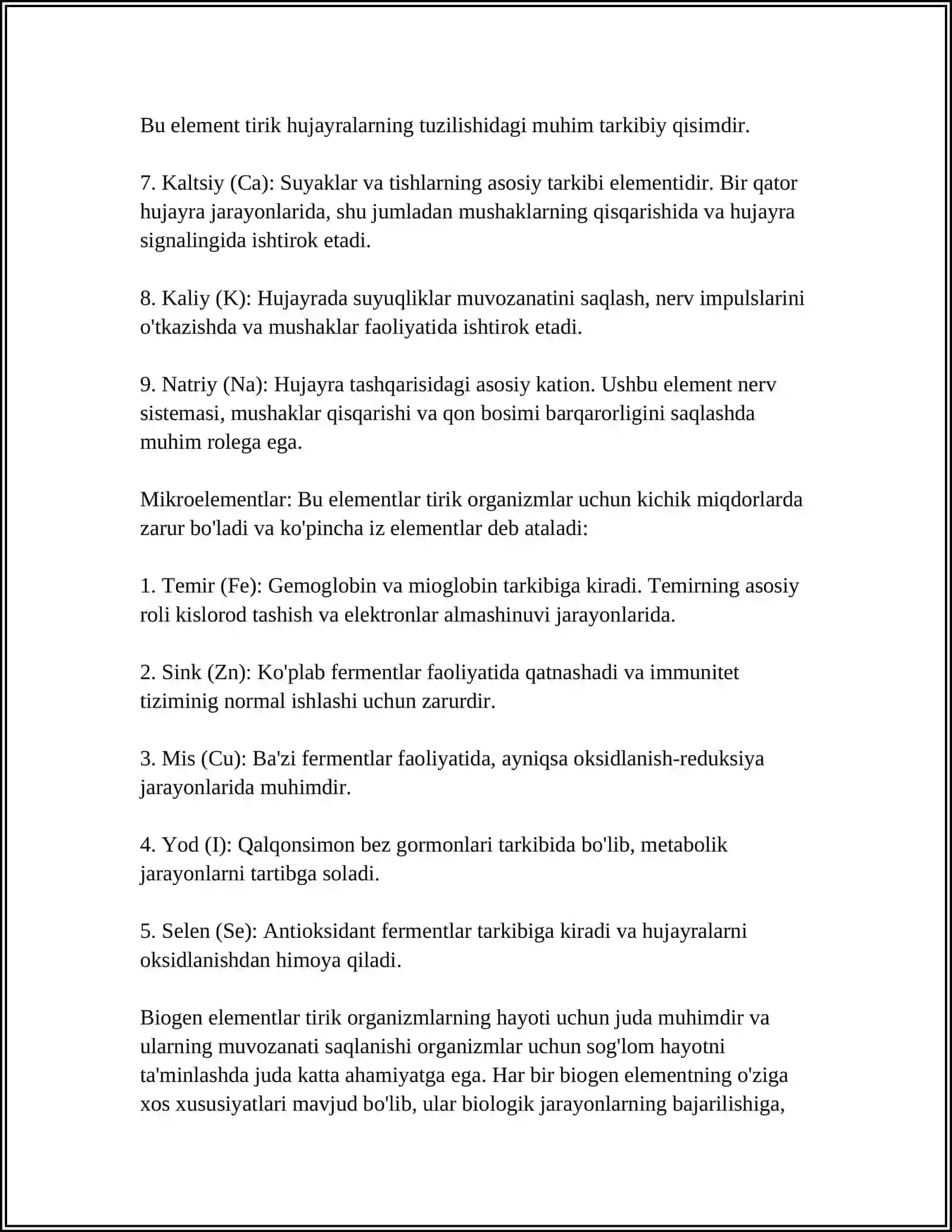 BIOGEN ELEMENTLAR KIMYOSI VA KLASIFIKATSIYASI 4