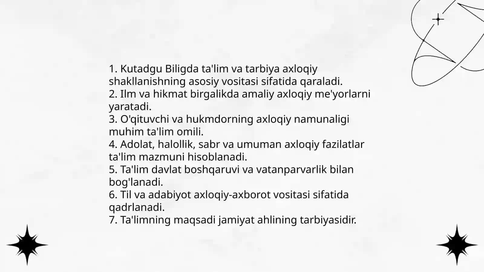 Mahmud Koshgʻariy va Yusuf Xos Hojib Taʼlimiy ahloqiy qarashlari 4