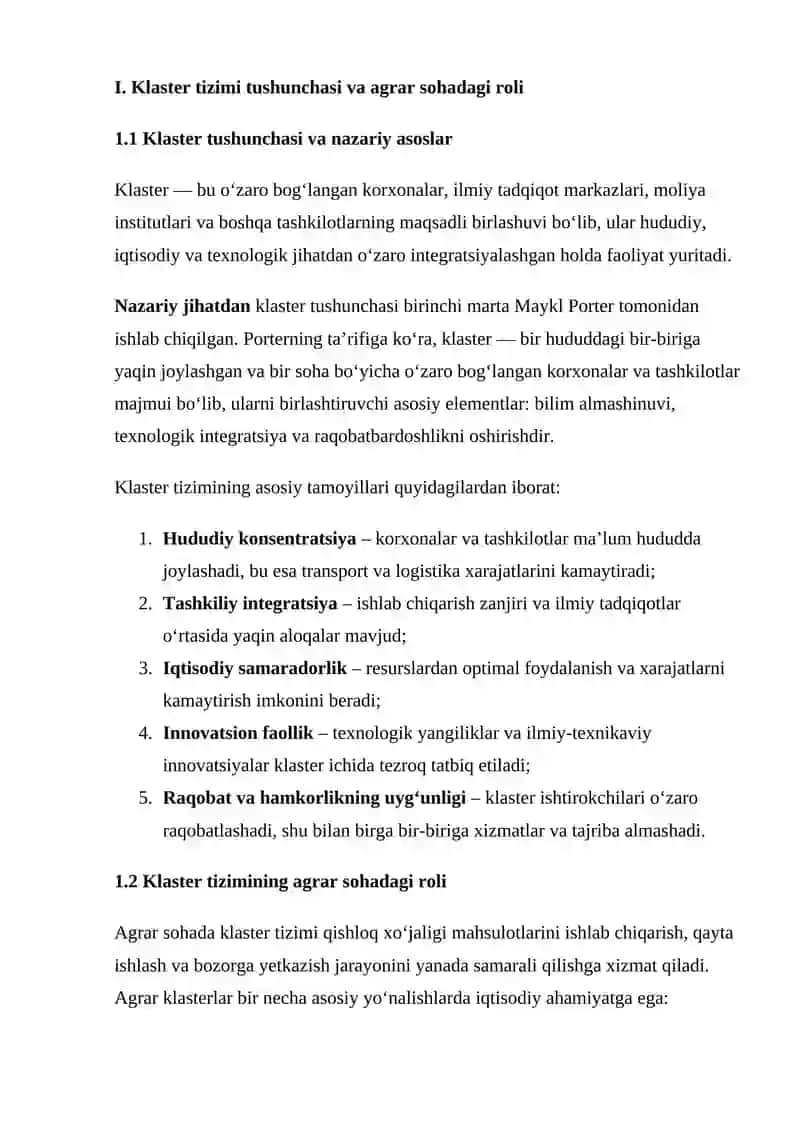 AGRAR SOHADA KLASTER TIZIMINING IQTISODIY SAMARADORLIGI 4