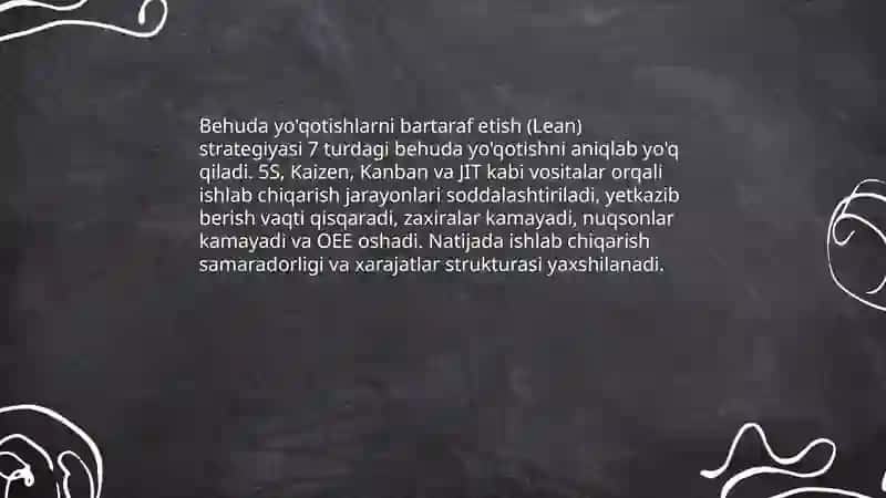 Ishlab chiqarish strategiyasi va uning korxona samaradorligiga tasiri 4