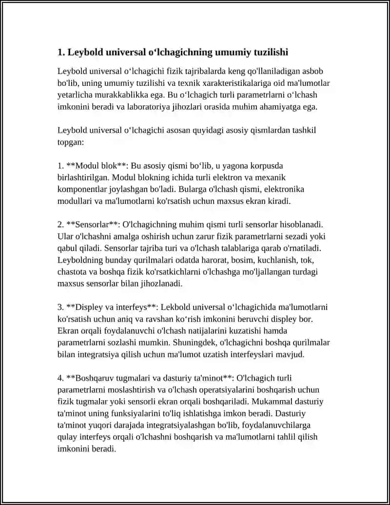 LEYBOLD UNIVERSAL OʻLCHAGICH TUZILISHI ISHLASH PRINSIPI 4