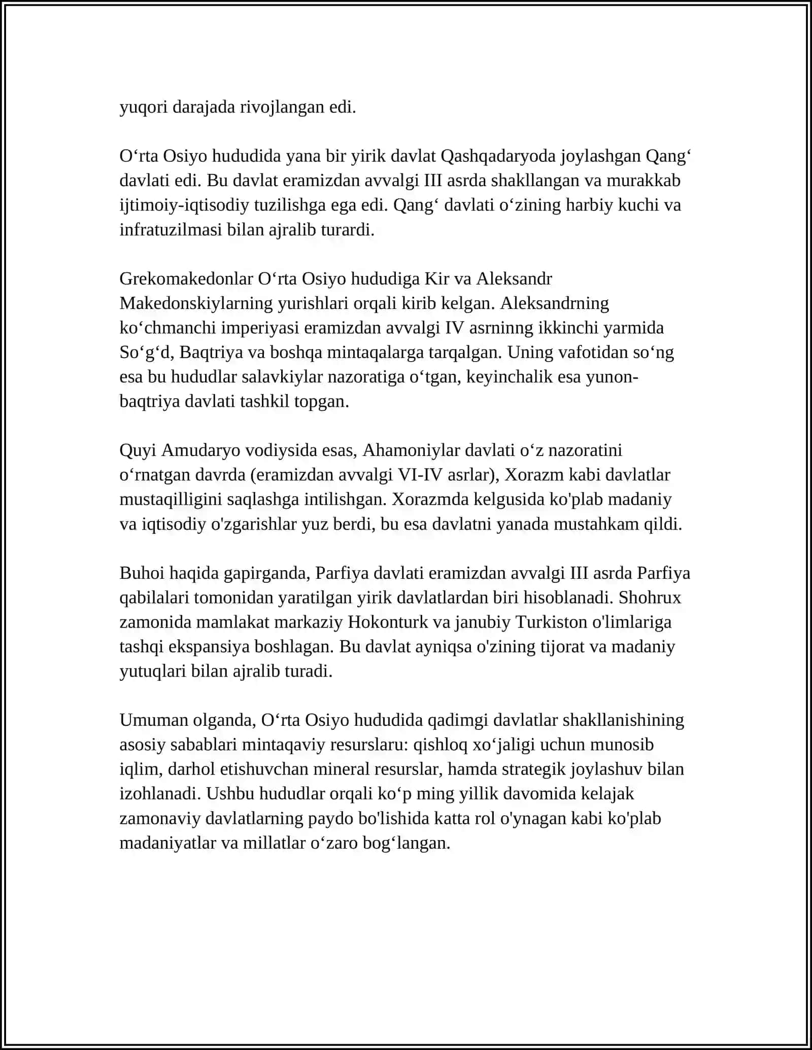 MUSTAQIL ISH Mavzu: OʻZBEK DAVLATCHILIGINING TARIXIY BOSQICHLARI.OʻZBEKISTON HUDUDIDAGI DAVLATLAR TARIXI MISOLIDA 4