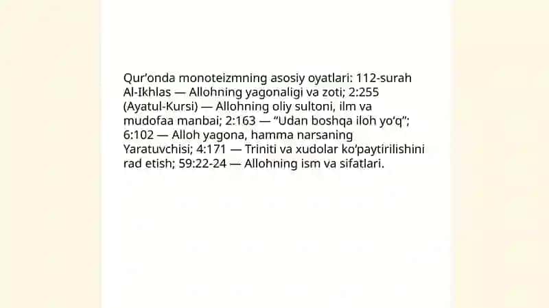 Tawhid — Islomda Allohning yagona va muborak birligi haqidagi aqida 4