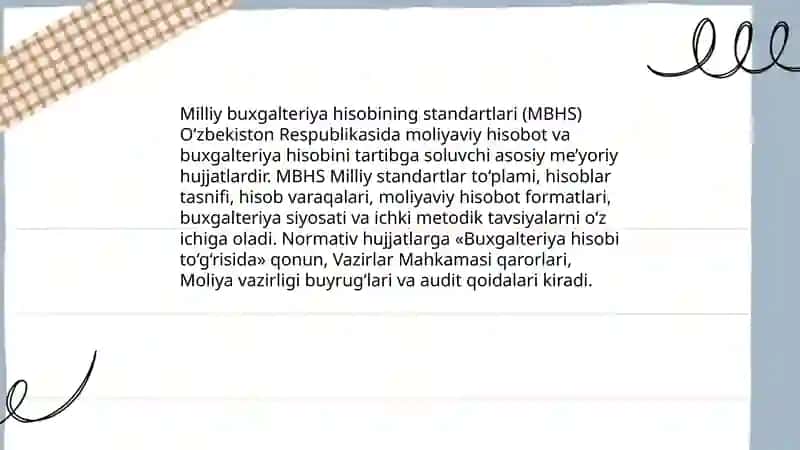 O‘zbekiston Respublikasida buxgalteriya hisobi va moliyaviy hisobotni tartibga soluvchi me’yoriy-huquqiy asoslar 4