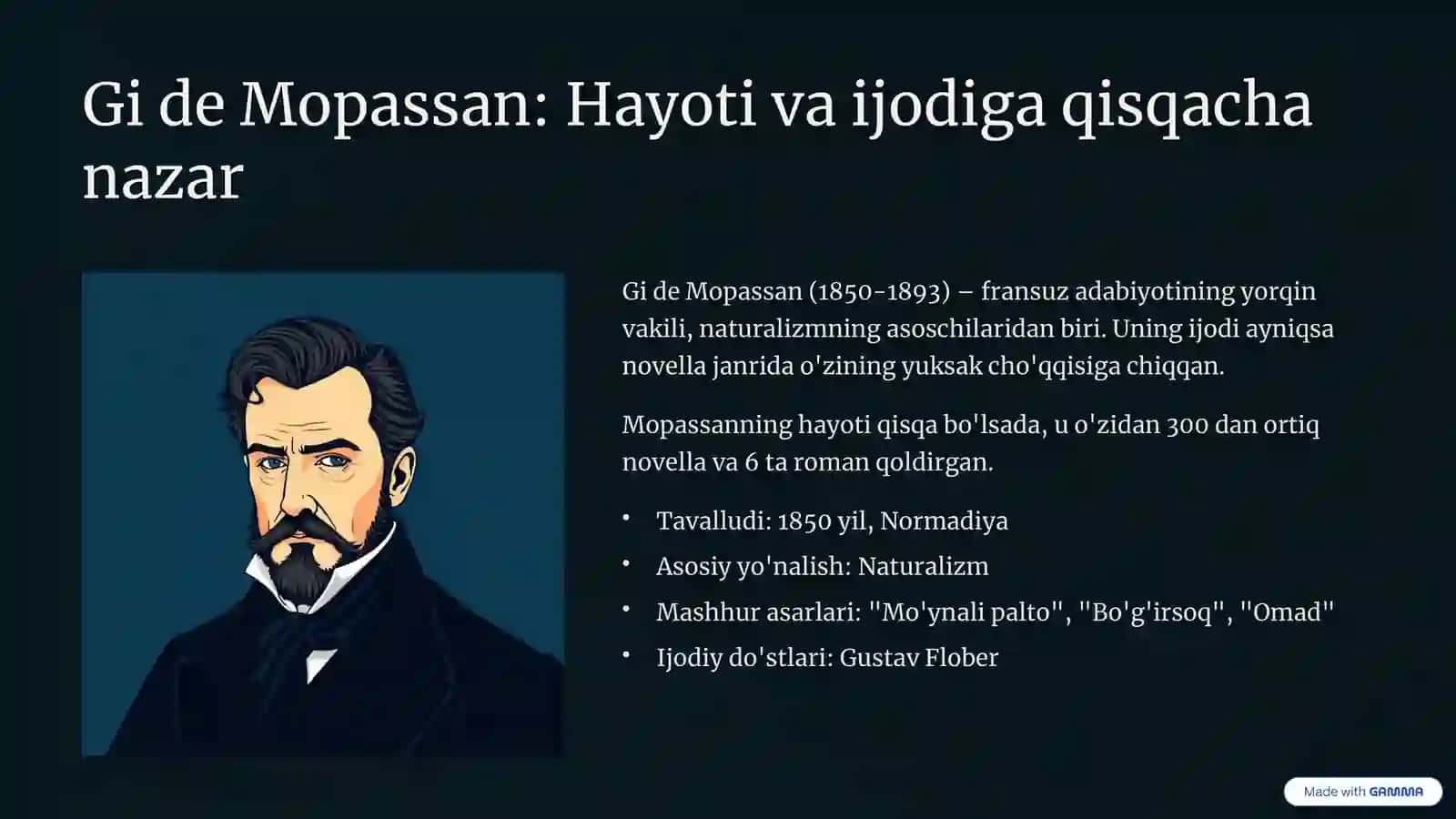 Fransiyada novella janri Gi de Mopassan va Prospyer Merime ijodi misolida 4