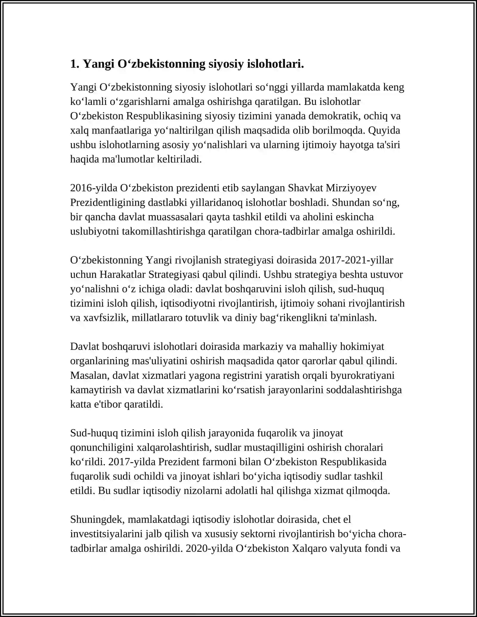 YANGI ÓZBEKISTON IJTIMOIY-SIYOSIY,IQTISODIY VA MADANIY HAYOTIDA RÓY BERAYOTGAN ÓZGARISHLARNING XALQARO REYTING VA INDEKSLARDA AKS ETISHI 4