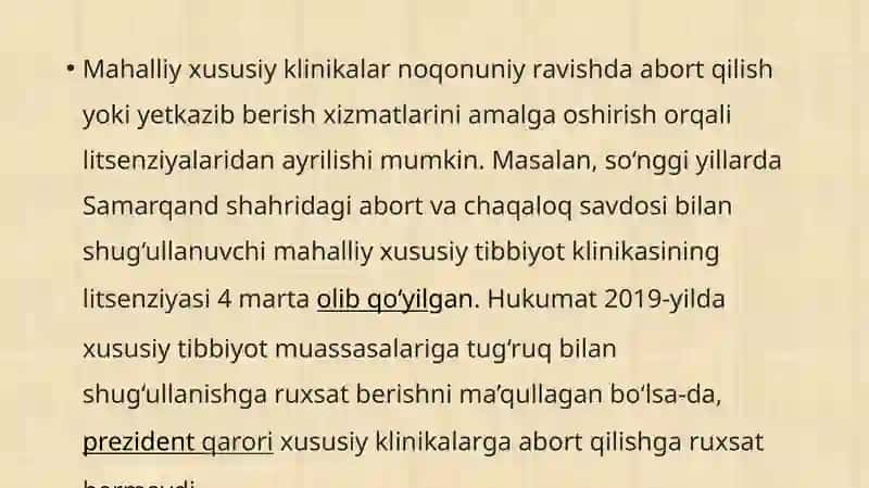 O’zbekistonda homiladorlikni to’xtatish masalasi. Homiladorlikni to’xtatish asosiy diniy konfessiyal 4