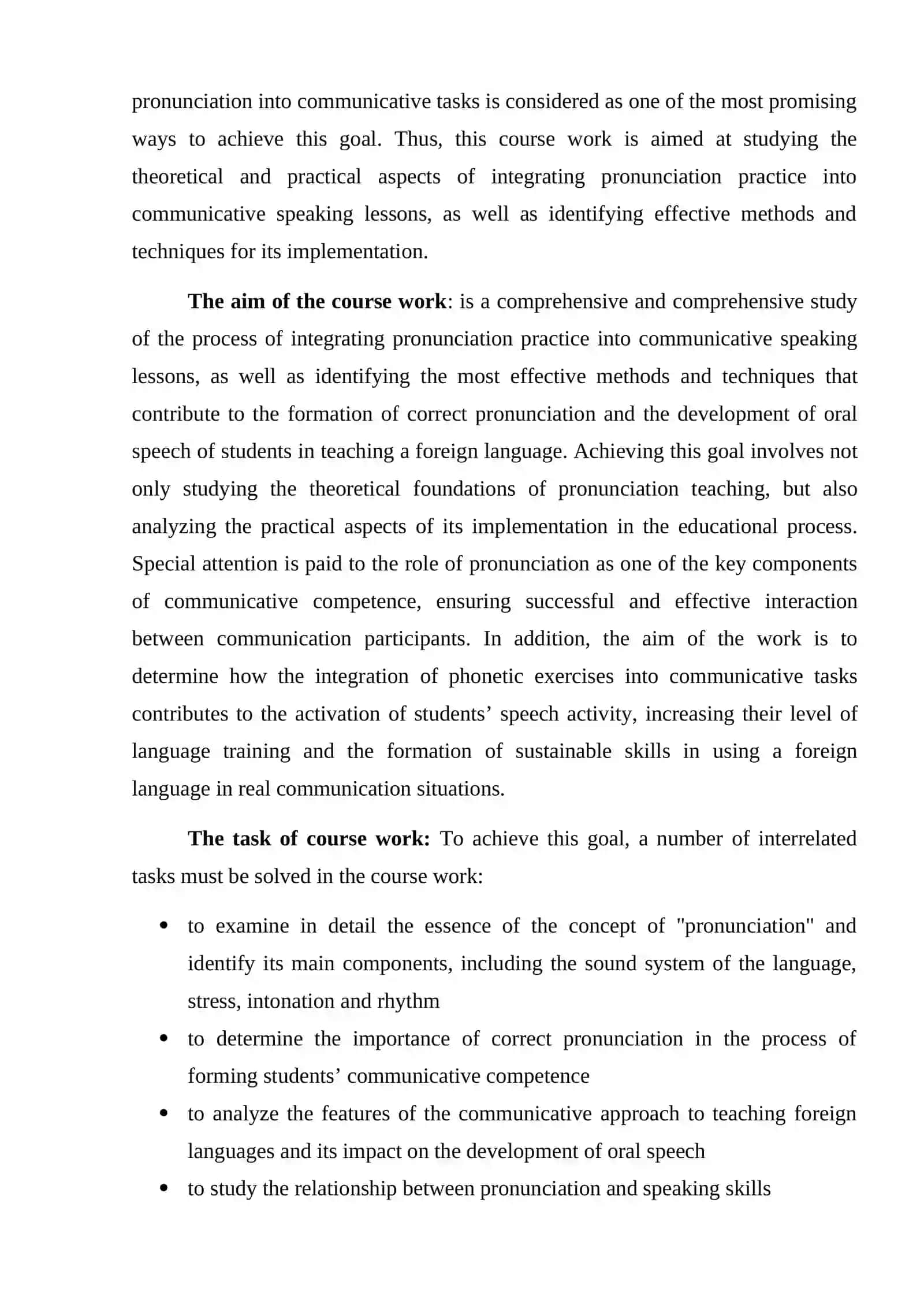 COURSE WORK THEME: INTEGRATION OF PRONUNCATION PRACTICE INTO COMMUNICATIVE SPEAKING LESSONS 4