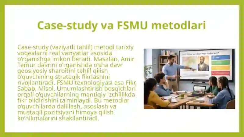 UMUMIY O‘RTA TA’LIM MAKTABLARIDA TARIX FANINI O‘QITISHNING ZAMONAVIY INTERAKTIV METODOLOGIK ASOSLARI 4