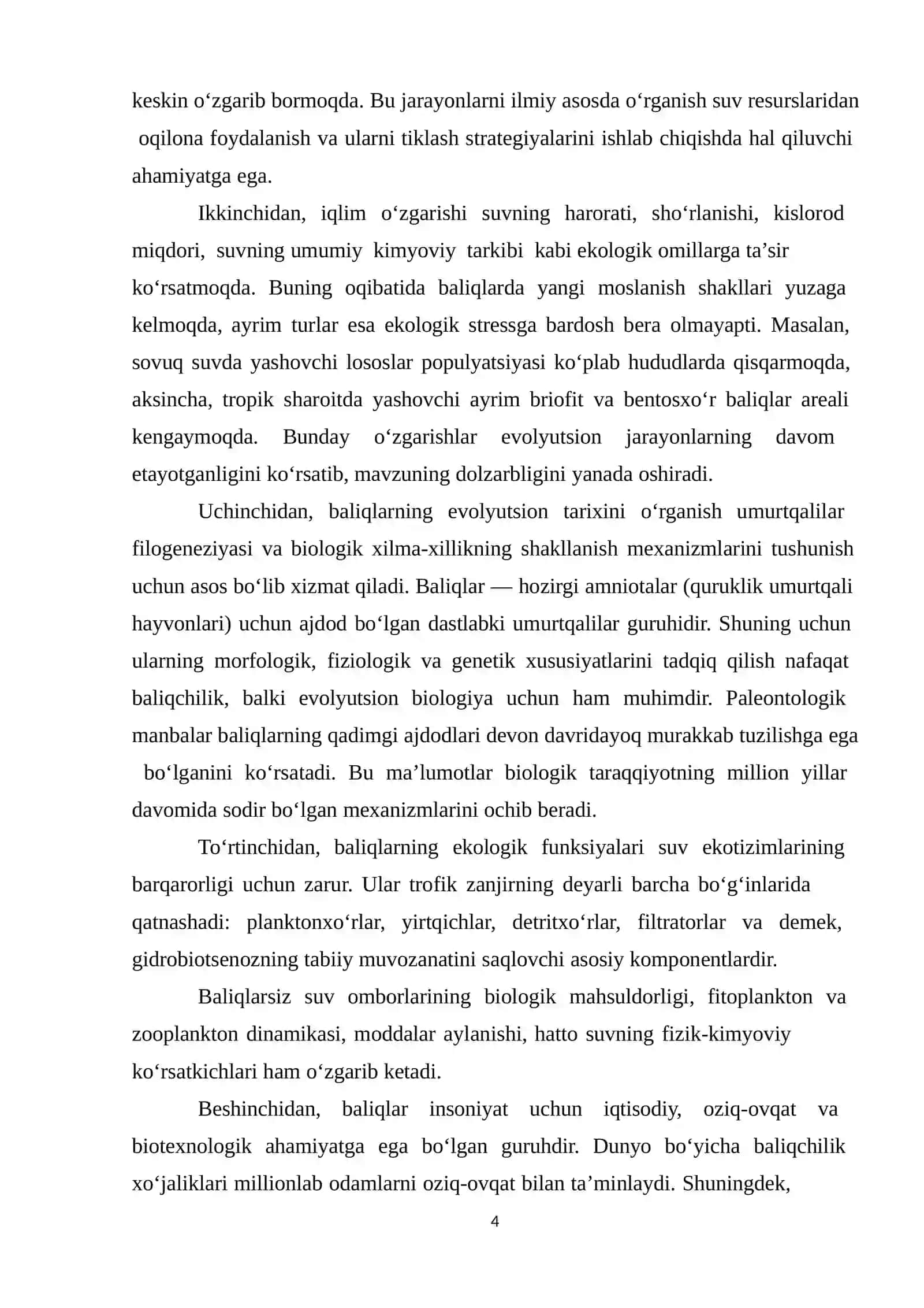 KURS ISHI BALIQLAR KATTA SINFI EKOLOGIYASI VA EVOLYUTSIYASI 4