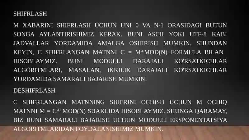 RSA algoritmi. Raqamli imzo 4