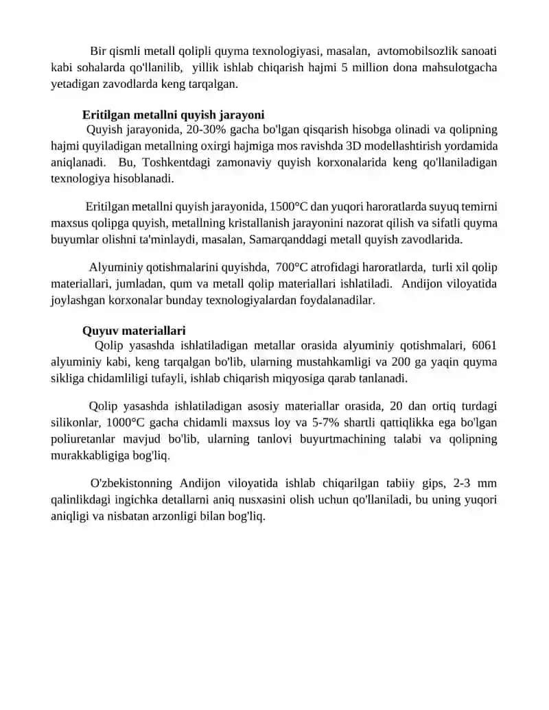 Quymakorlik asoslari va quyma olish usullari 4