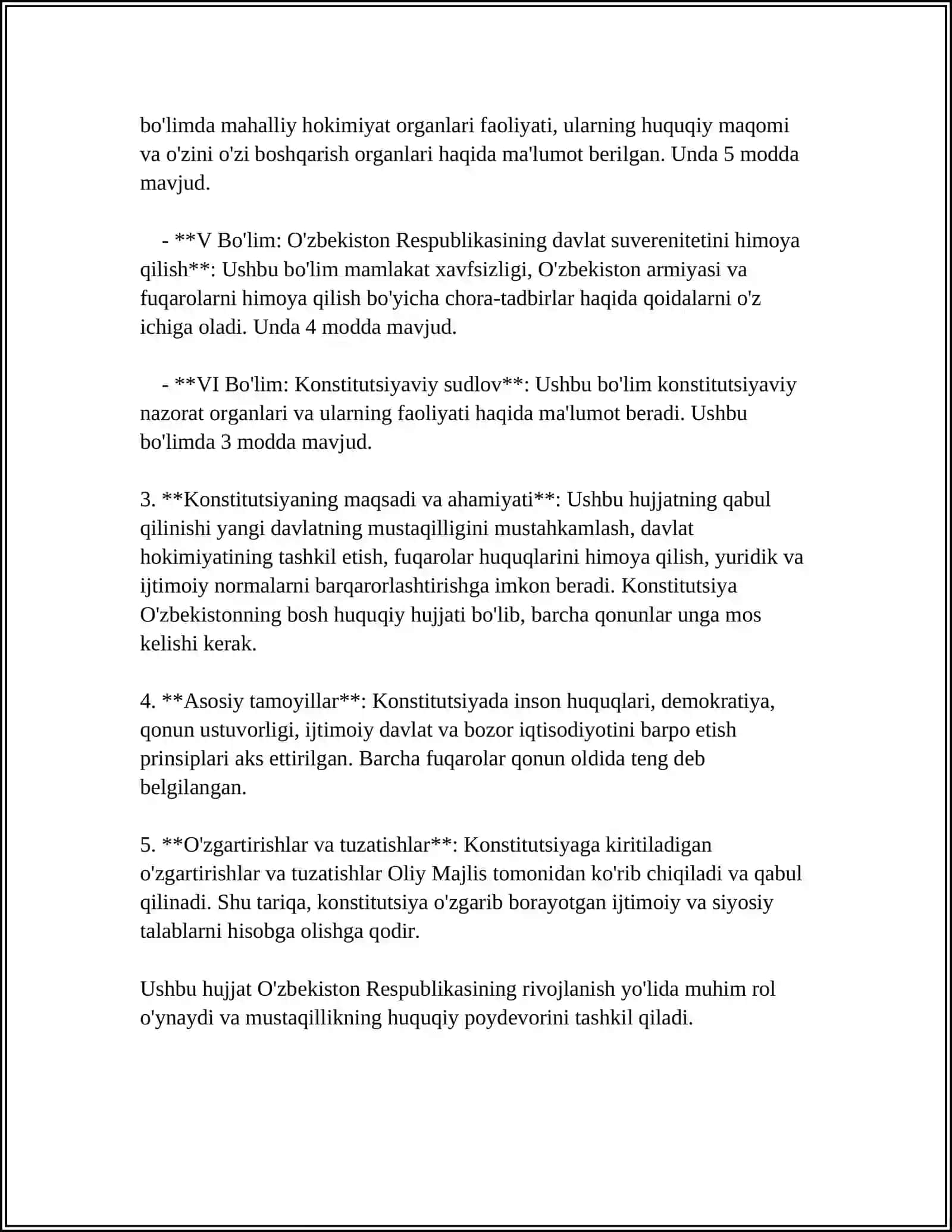 MUSTAQIL O'ZBEKISTON RESPUBLIKASI BIRINCHI KONSTITUTSIYASI VA UNINGO'ZIGA XOS JIHATLARI 4