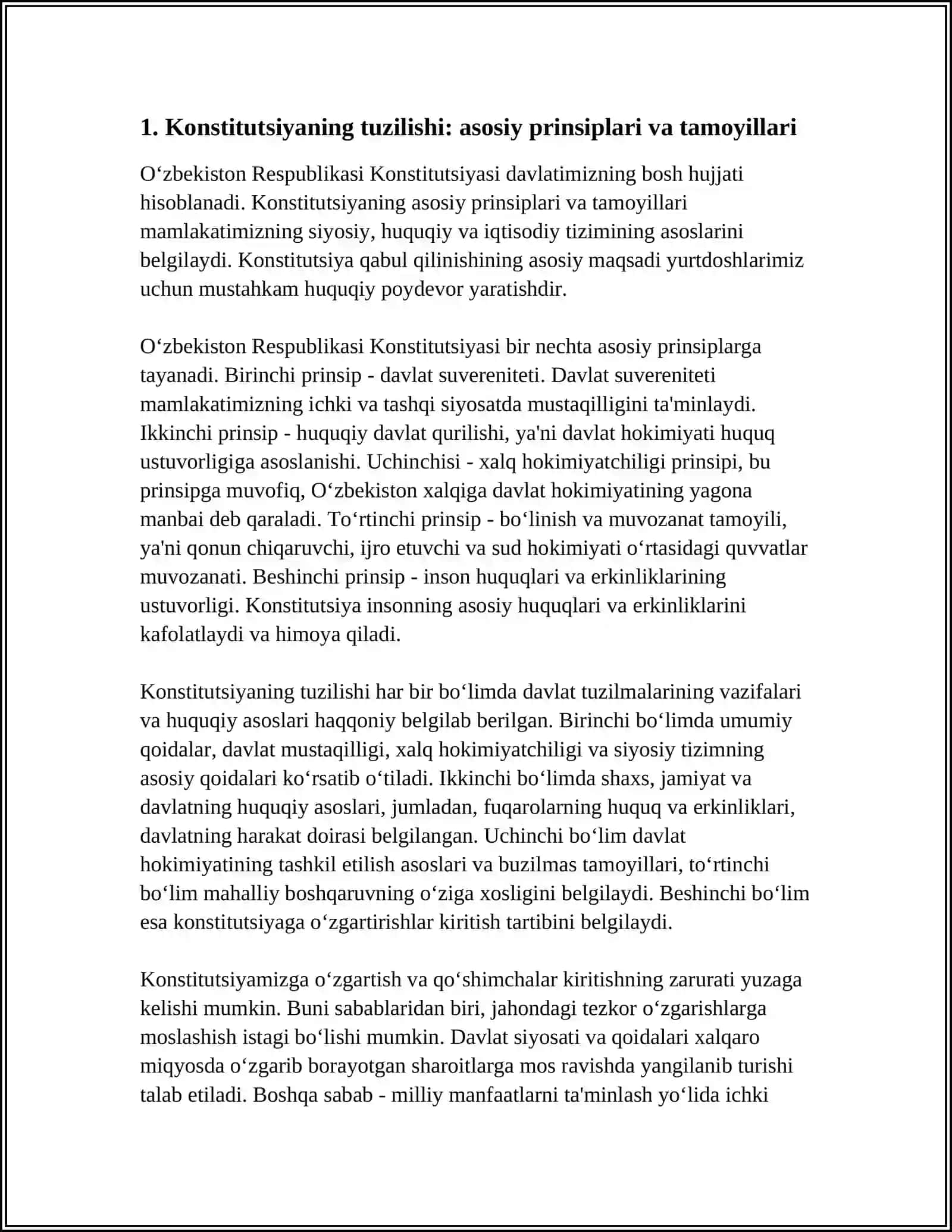 KANISTITUTSIYANING TUZULISHI KONSTITUTSIYAMIZDA O‘ZGARISH VA QO‘SHIMCHALAR KIRITISH ZARURATI HAMDA TARTIBI 4