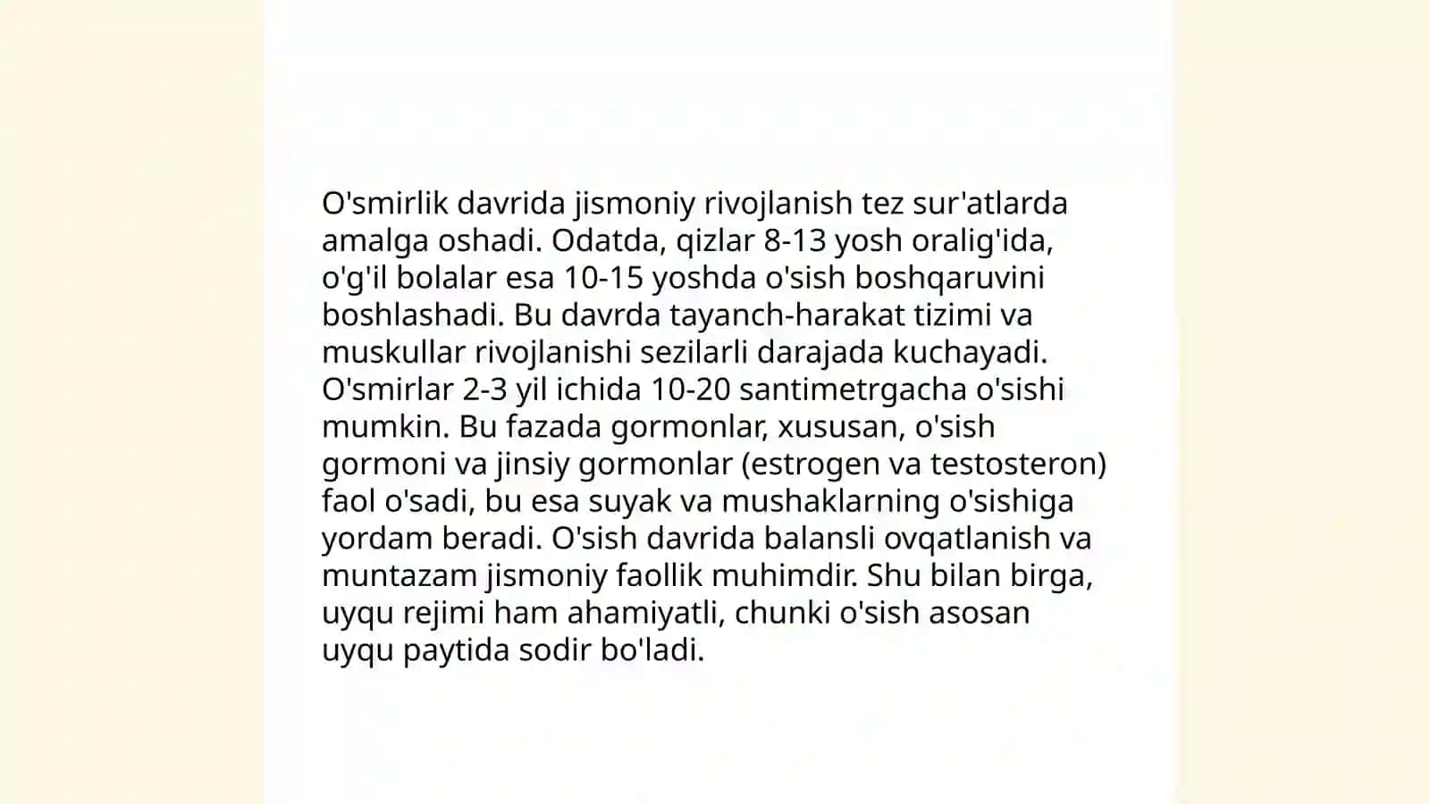 O'smirlik davri va uning xususiyatlari 4