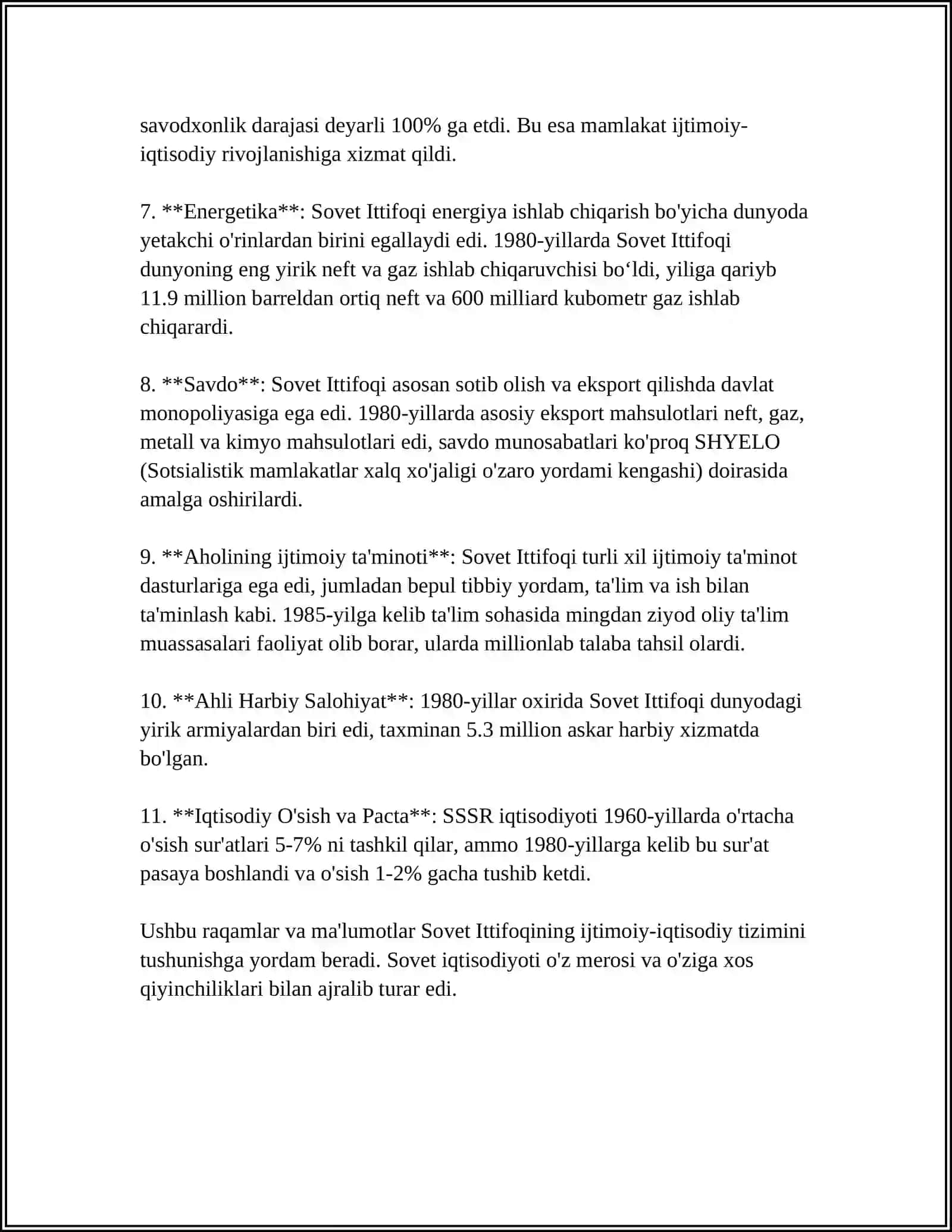SOVET DAVLATIDA MA'MURIY-BUYRUQBOZLIK TIZIMINING KUCHAYISHI VA INQIROZI DAVRIDA ÕZBEKISTON. ÕZBEKISTON DAVLAT MUSTAQILLIGINING QÕLGA KIRITILISHI. ÕZBEKISTONNING JAHON HAMJAMIYATIGA QÕSHILISHI 4