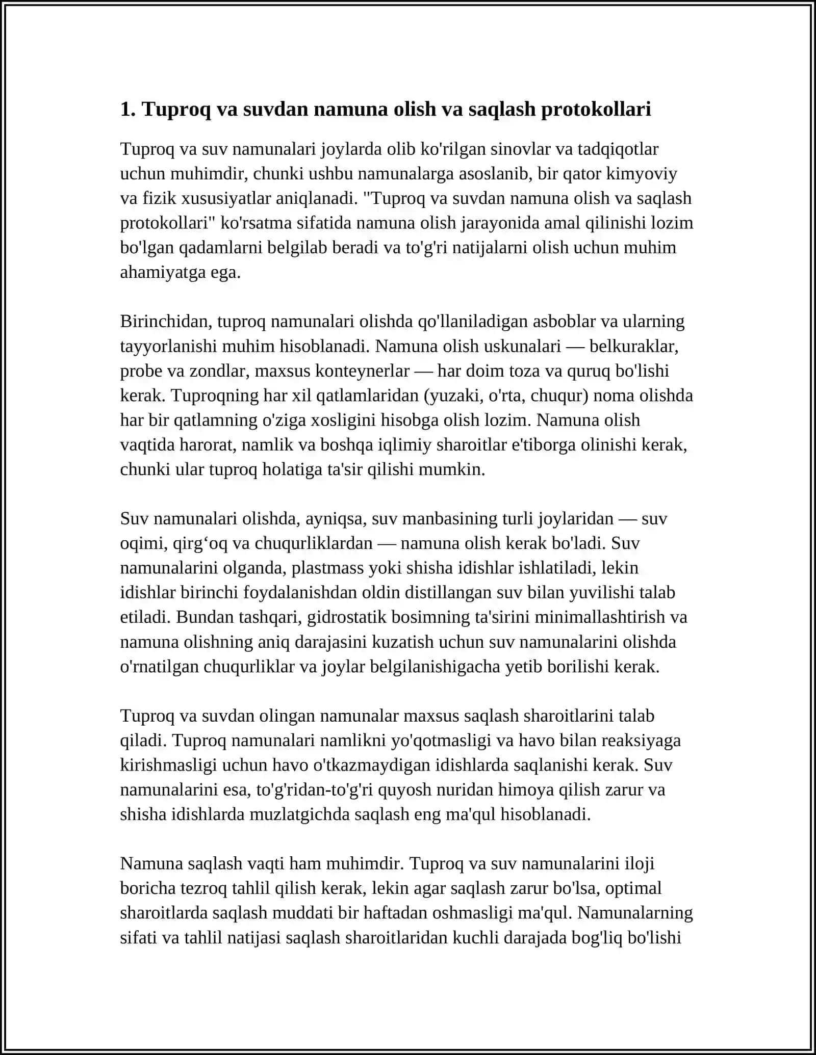 Tuproq va suvdagi ion bogʻlanish moddalarini aniqlash va tozalash yechimlari 4
