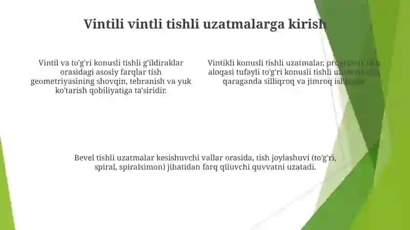Vinli konusli tishli uzatmalar 4