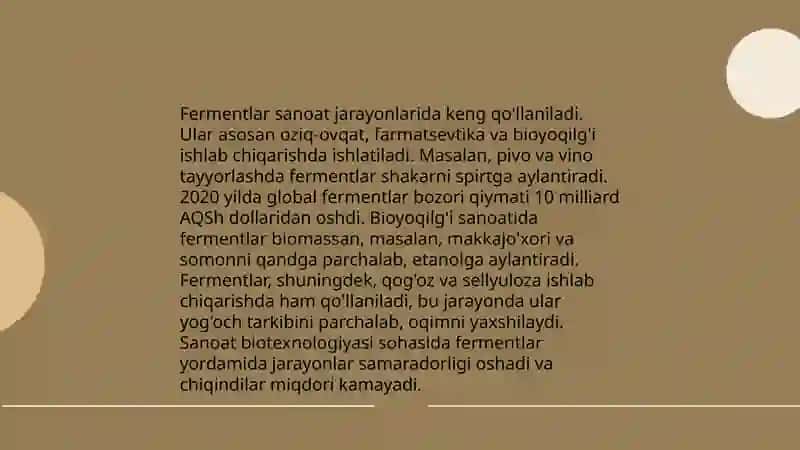 Fermentlarning asosiy funksiyalari 4