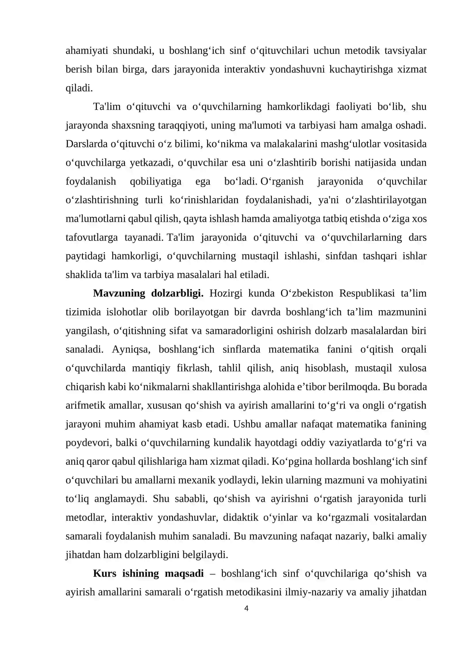 Boshlang’ich sinflarda o’quvchilarning qo’shish va ayrish amallarini o’rgatish metodikasi 4