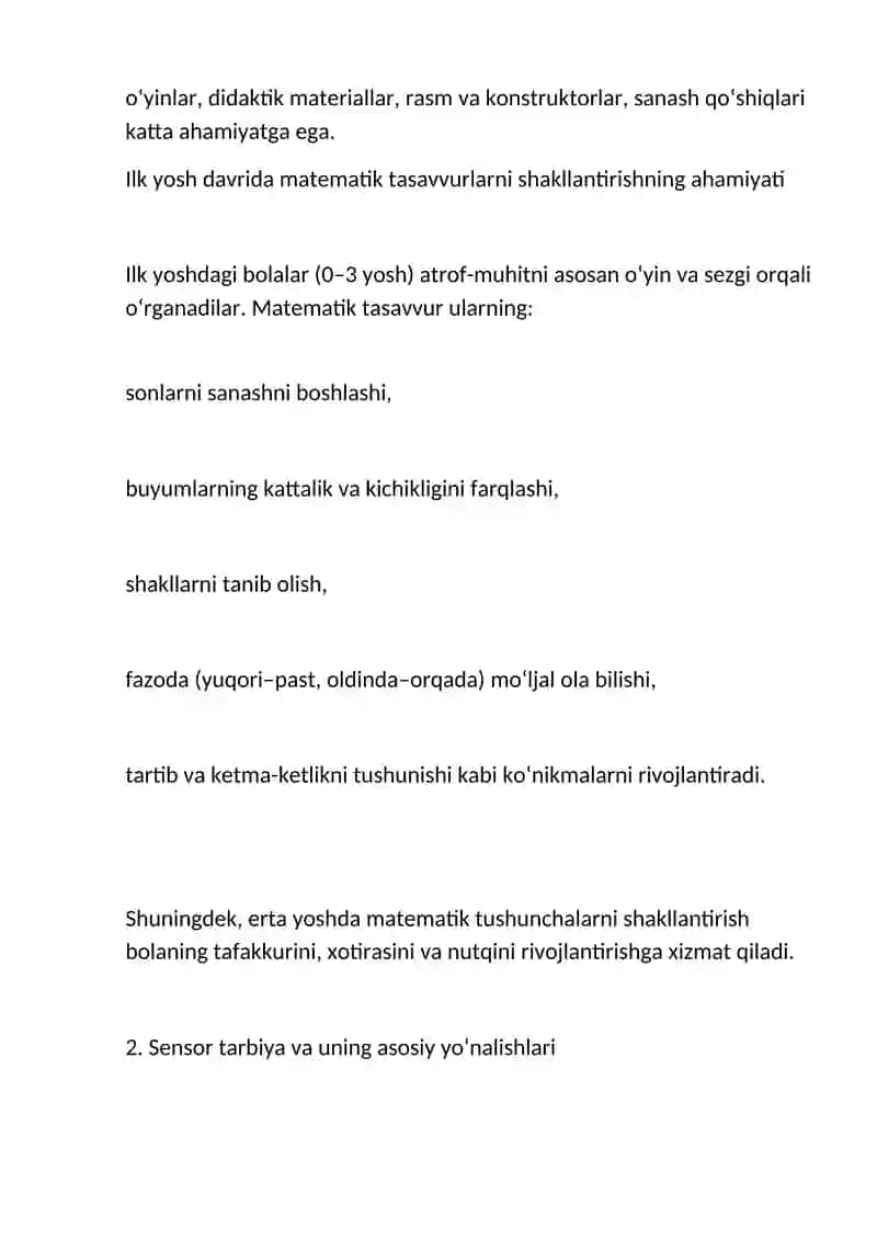 Maktabgacha talim yoshdagi bolalarda Ilk matematik tasavvurlarini shakllantirish metodikasi 4