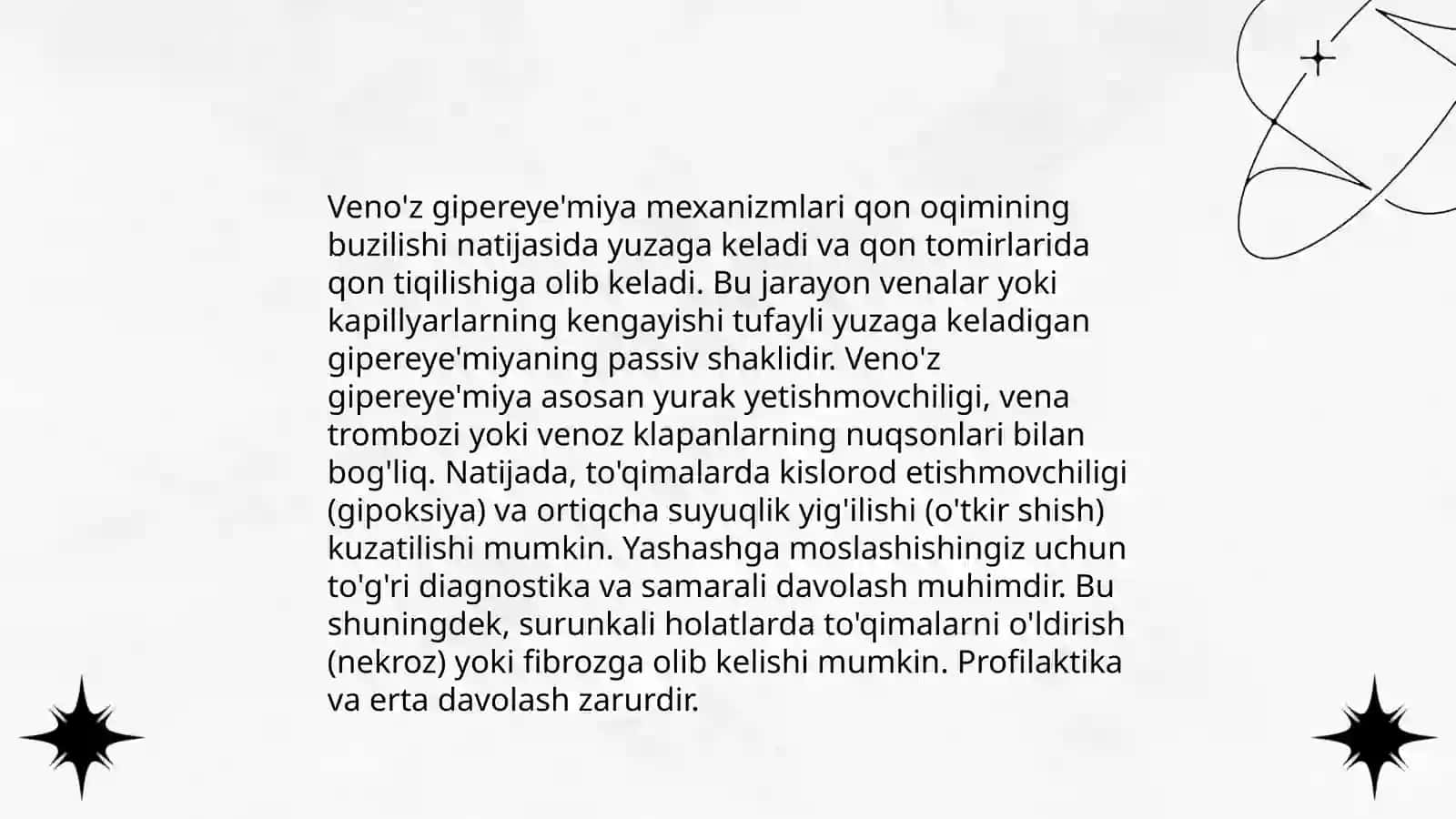 Arterial va venoz giperemiya, aralash giperemiya bilan gemodinamika va limfa tizimi 4
