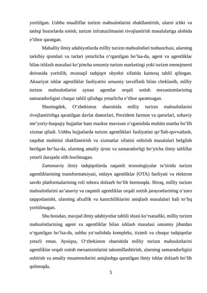 MILLIY TURIZM MAHSULOTLARINING AGENT VA AGENTLIKLAR BILAN ISHLASH 4