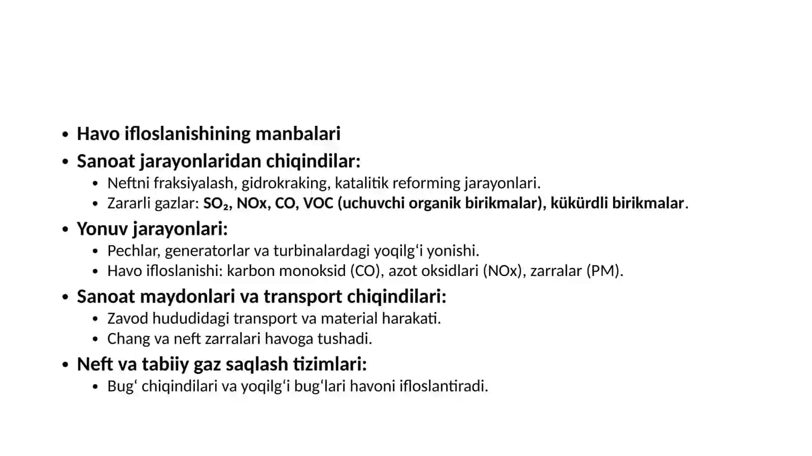 NEFTVAGAZKIMYOSITA’LIMYO’NALISHI3-BOSQICHTALABASIHASANOVSAMARIDDINNINGNEFT-GAZSANOATIDAEKOLOGIKXAVFSIZLIKFANIDANTAYYORLAGANT 4