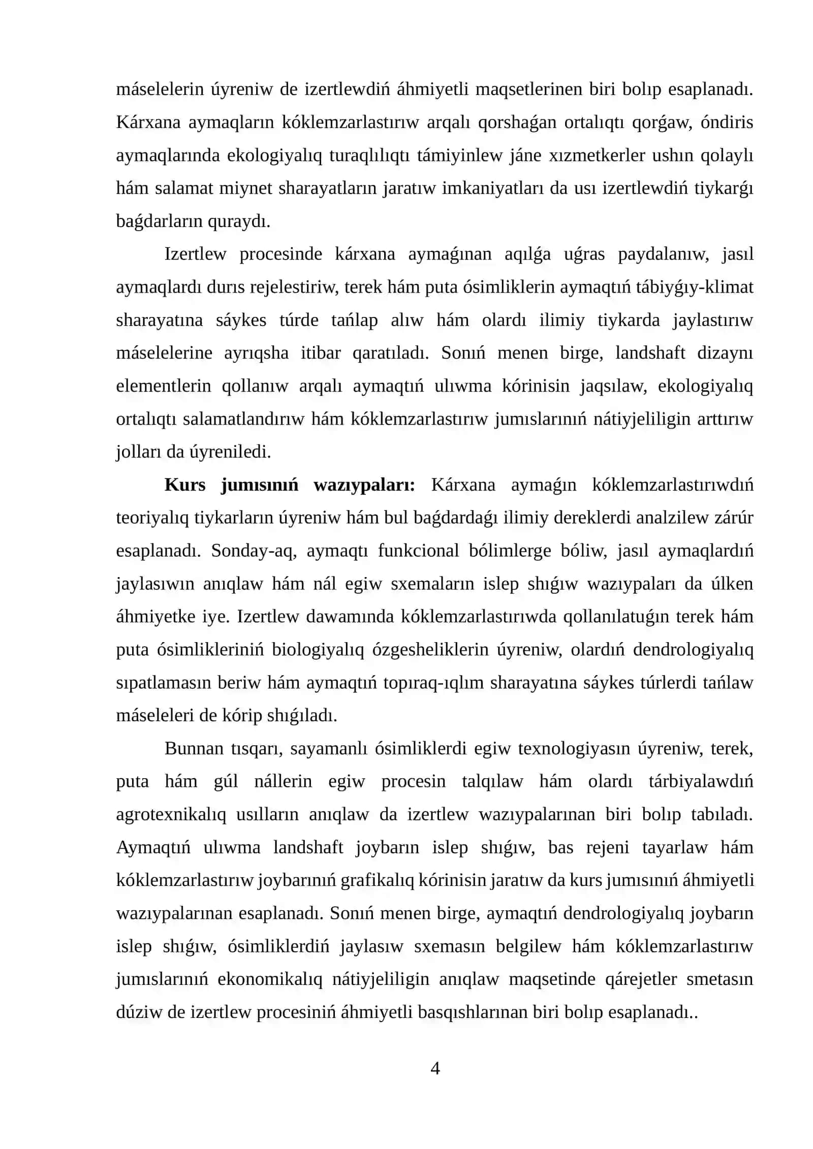 KÁRXANA AYMAǴINDA KÓKLEMZARLASTIRIWDI REJELESTIRIW TIYKARLARI 4
