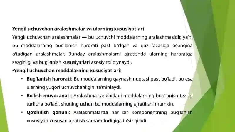 Yengil uchuvchan aralashmalarni bosqichli haydash. 4