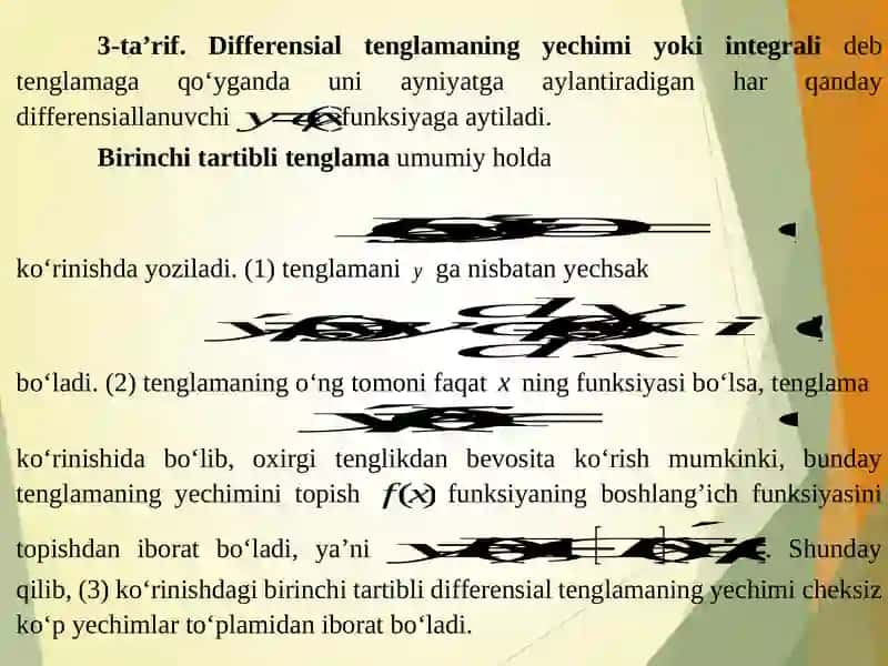 BIRINCHI TARTIBLI VA IKKINCHI TARTIBLI DIFFERENSIAL TENGLAMALAR 4