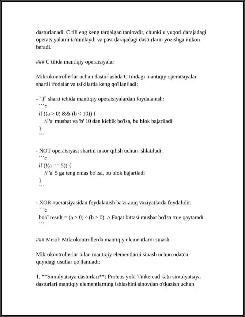 MIKROKONTROLLER ASOSIDA ODDIY MANTIQIY QURILMALAR LOYIHALASH 4