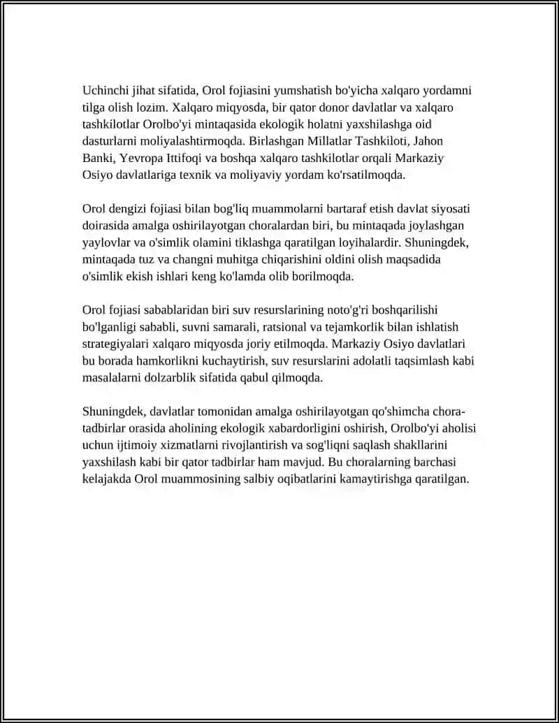 OROL FOJIASI EKOLOGIK HOLATNI YAXSHILASH BORASIDA DAVLAT SIYOSATI 4