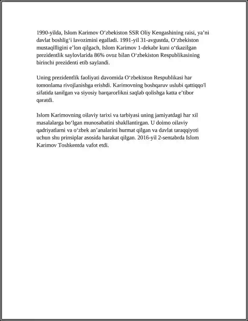 KARIMOV - OʻZBEKISTON RESPUBLIKASINING BIRINCHI PREZIDENTI 4