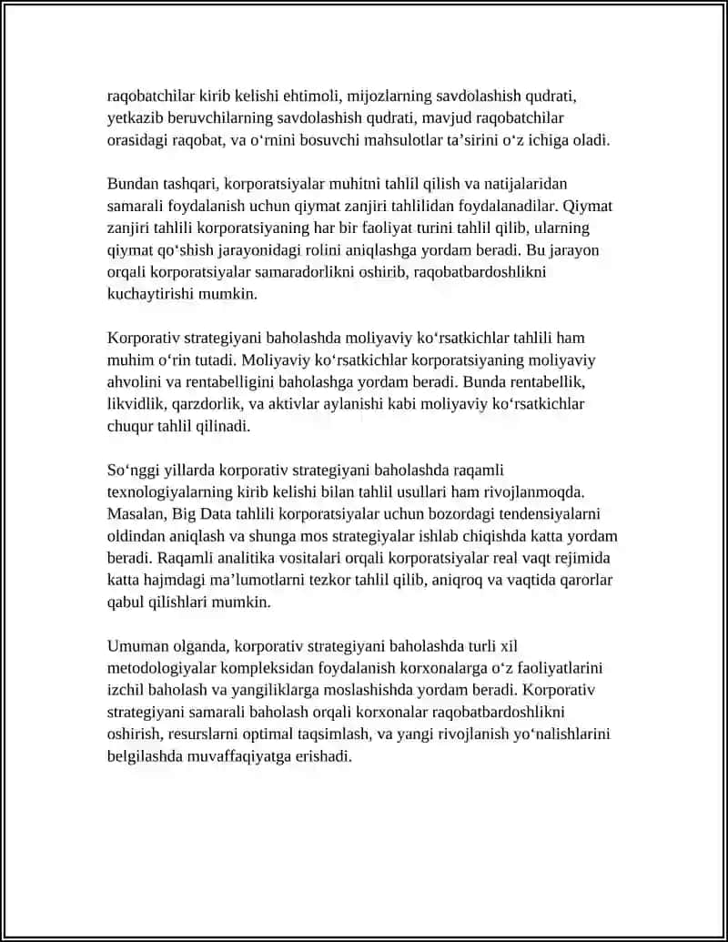 Korporativ strategiyani baholash metodologiyalari 4
