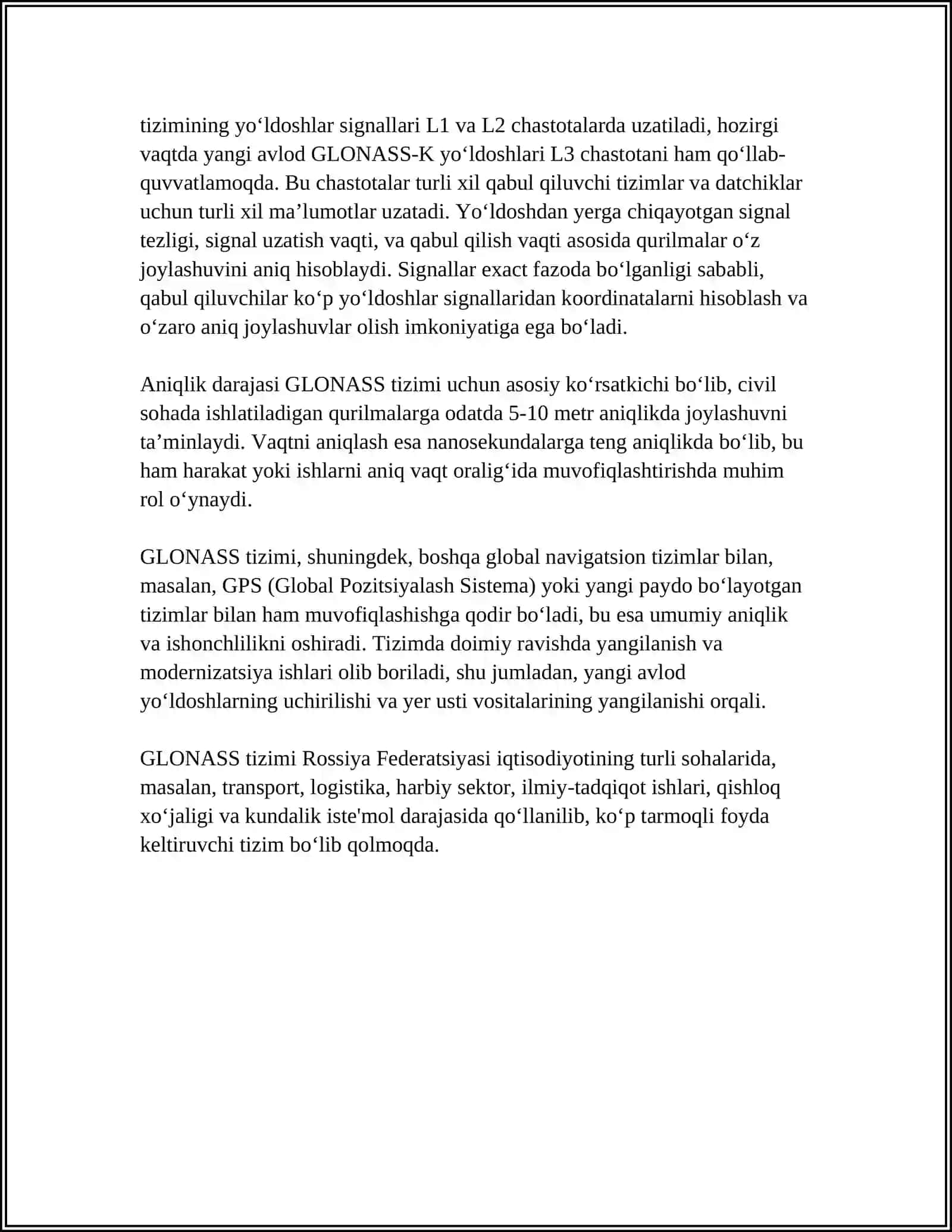 GLONASS PARRAMTERLARI XAQIDA MALUMOT 4