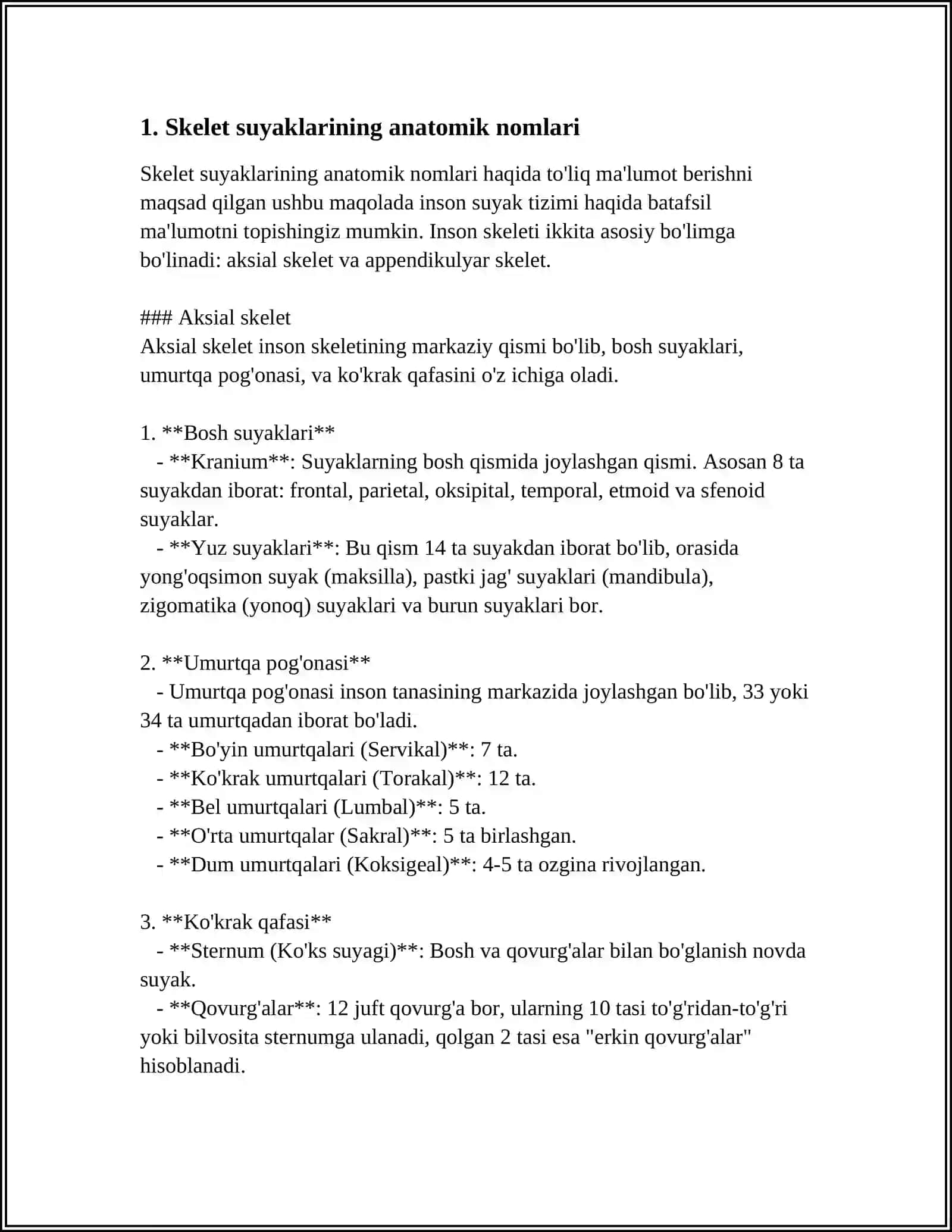 SKELET SUYAKLARINING ANATOMIK NOMLARI VA RASMINI CHIZIB AYTIB BERISH 4