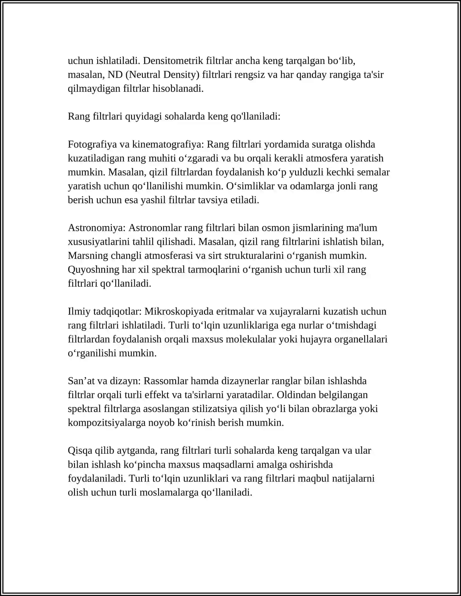ADOBE PHOTOSHOP GRAFIK MUHARRIRIDA FILTRLAR BILAN ISHLASH 4