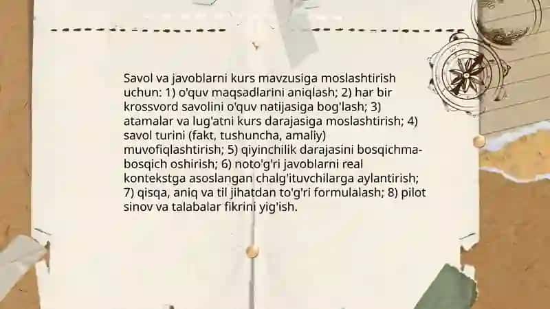 LMS bòyicha krosword tayyorlash 4