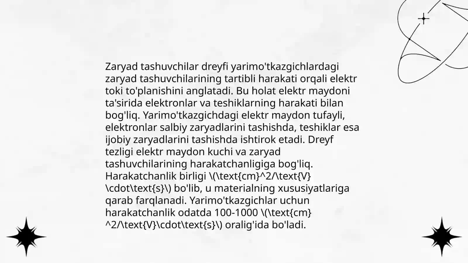 Zaryad tashuvchilarning diffuziyasi va dreyfi 4