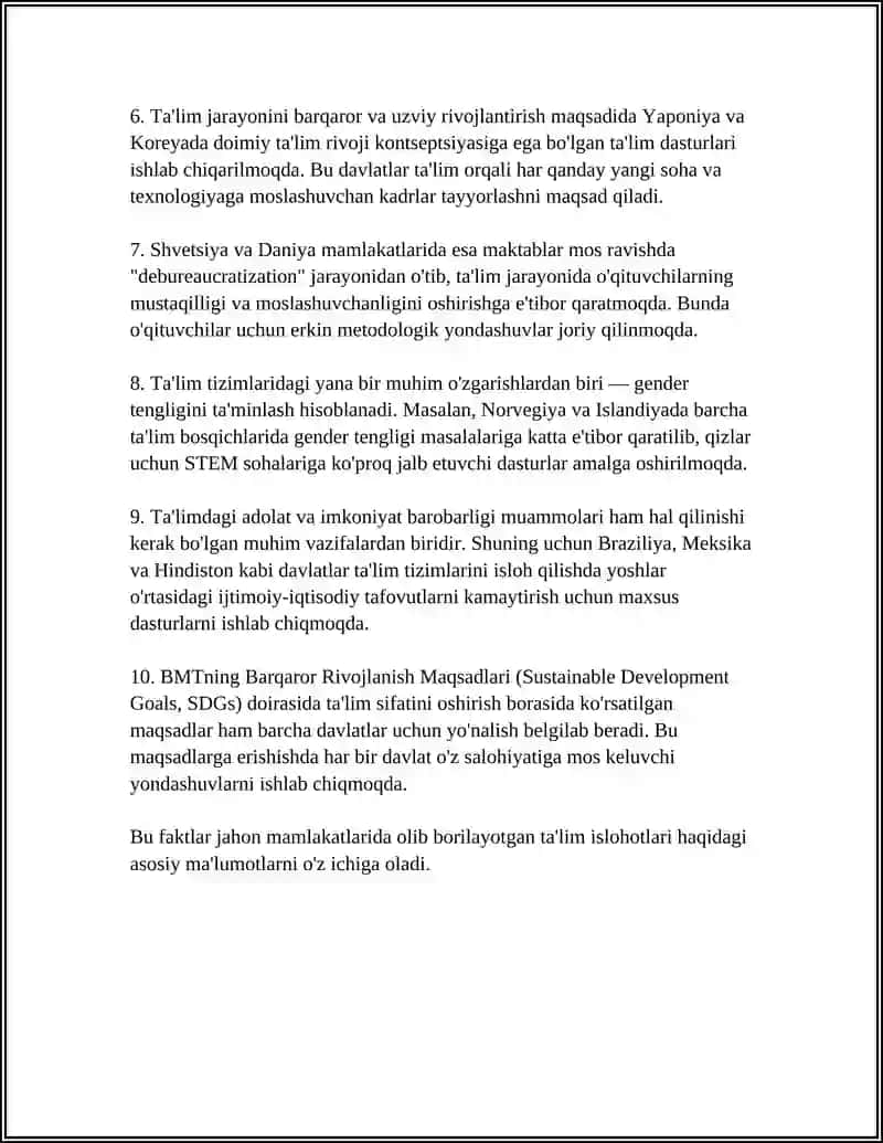 Jahon mamlakatlarida ta'lim tizimlarining zamonaviy islohotlari 4