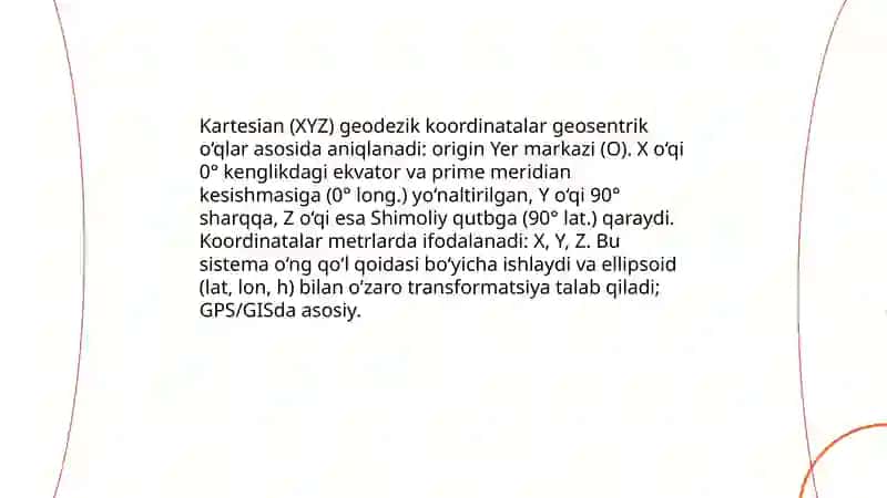 Topografiyada qoʻllaniladigan koordinatalar va balandliklar sistemasi 4