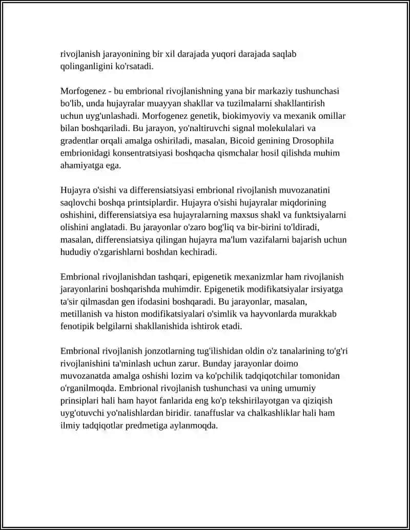 EMBRIONAL RIVOJLANISH UMUMIY QONUNIYATLARI 4